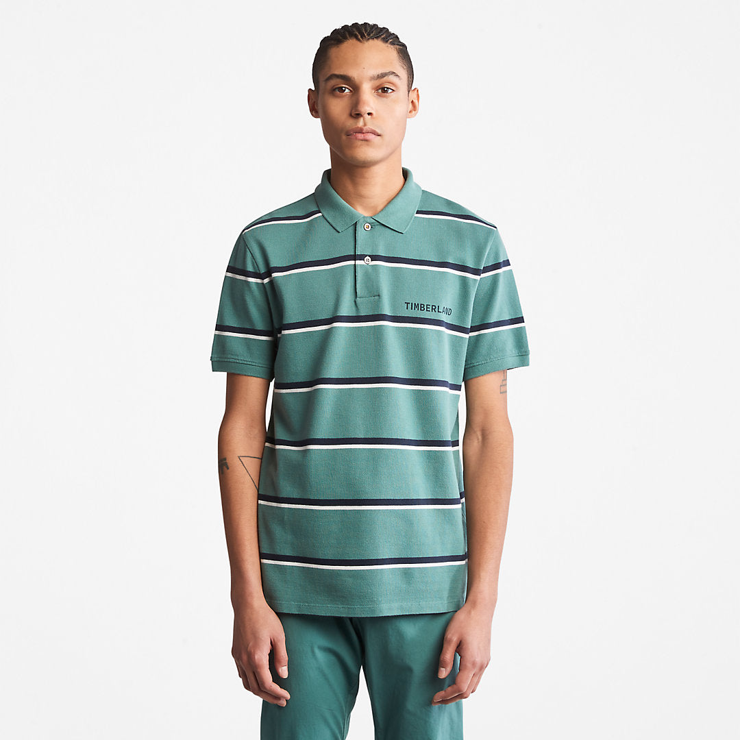 Mens Timberland Zealand River Striped Polo Shirt for Men in Green