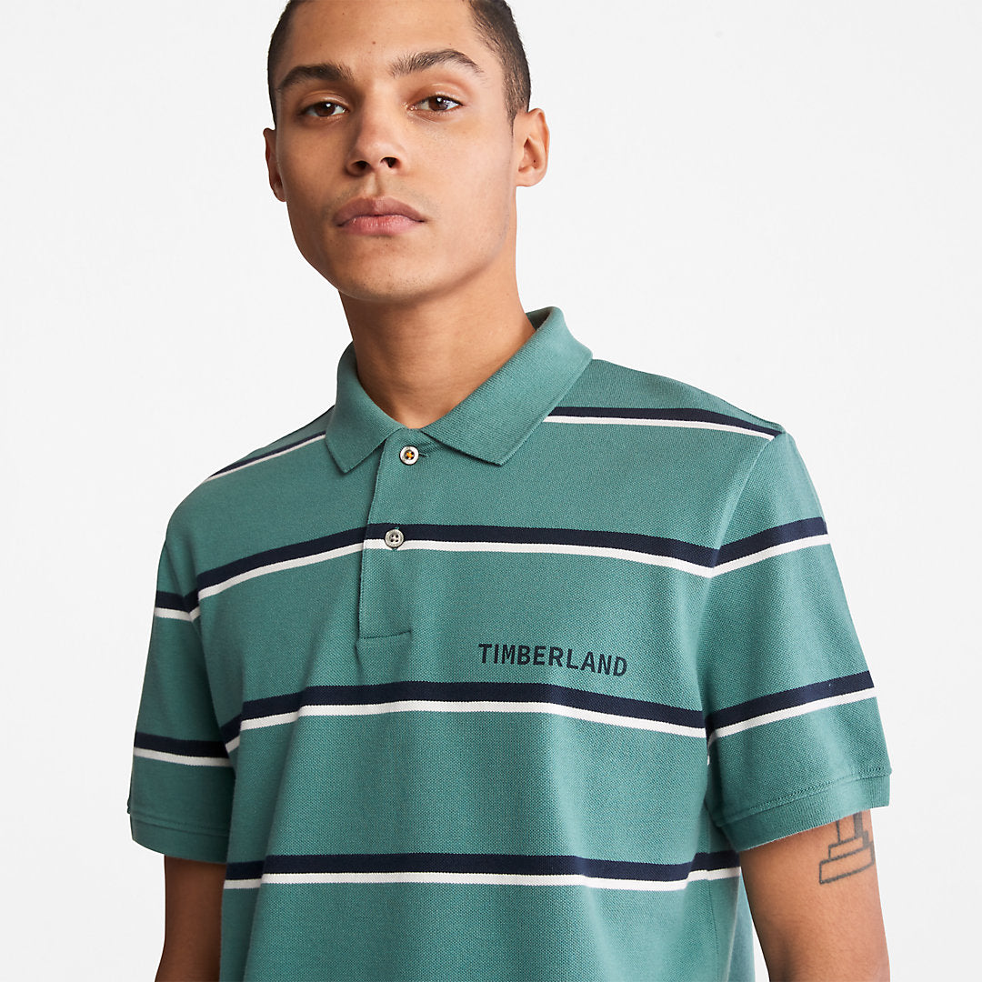 Mens Timberland Zealand River Striped Polo Shirt for Men in Green
