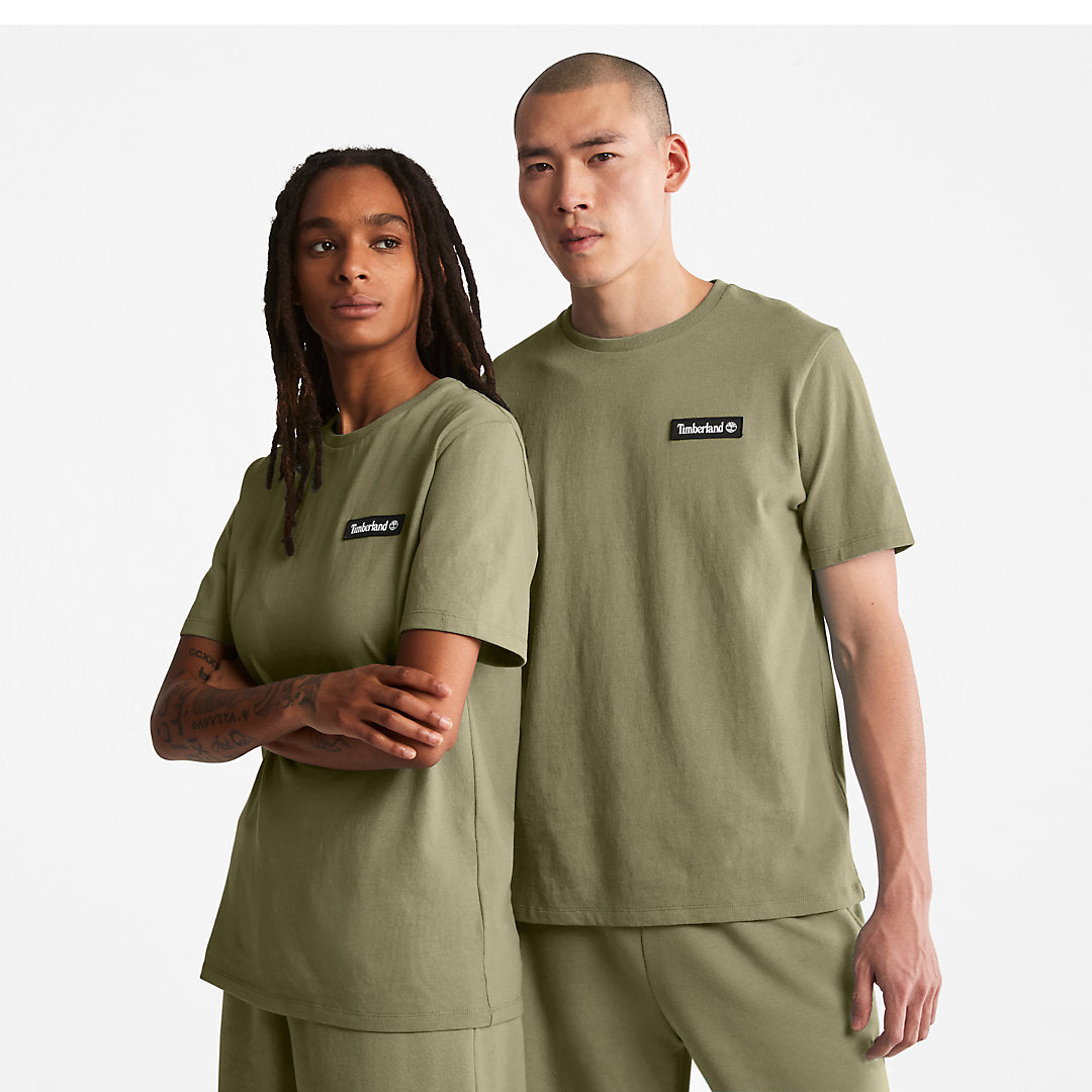 Mens Timberland All Gender Heavyweight Badge T-Shirt in Dark Green