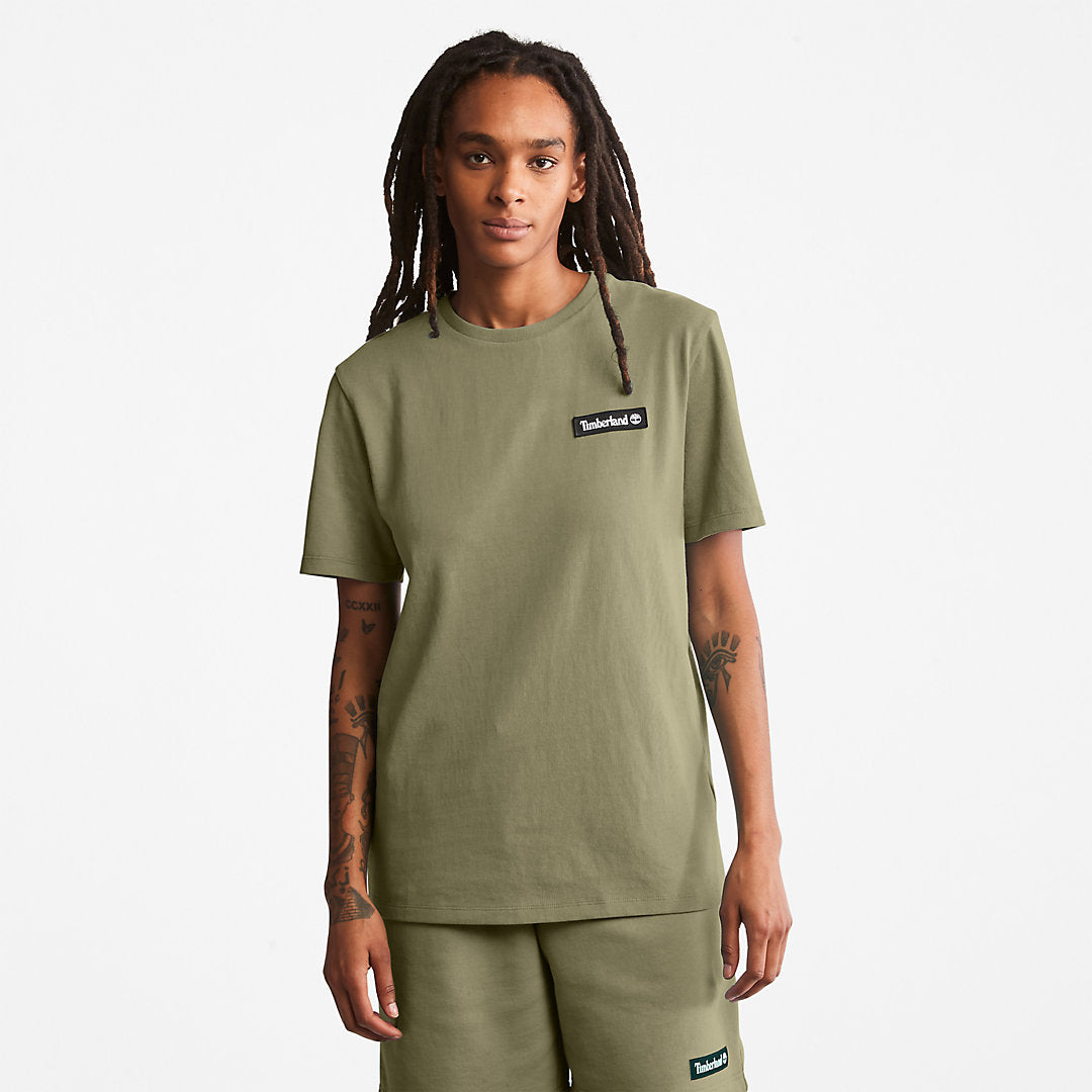 Mens Timberland All Gender Heavyweight Badge T-Shirt in Dark Green