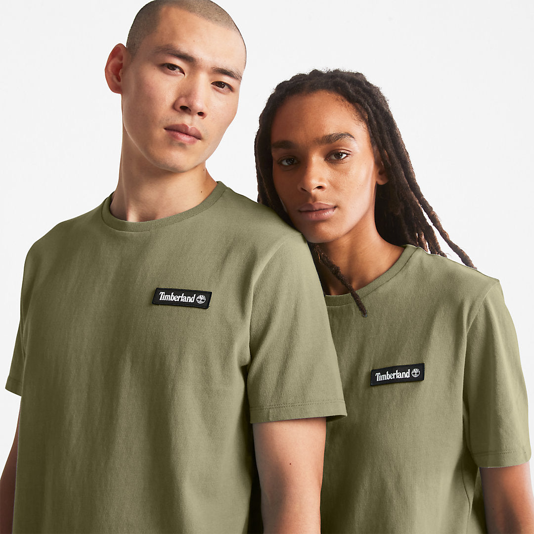Mens Timberland All Gender Heavyweight Badge T-Shirt in Dark Green