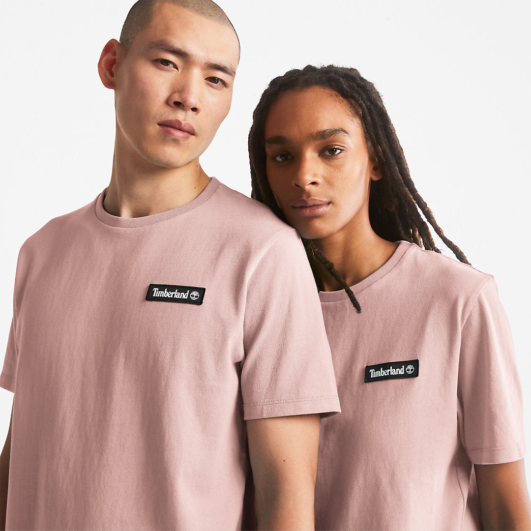 Mens Timberland All Gender Heavyweight Badge T-Shirt in Pink