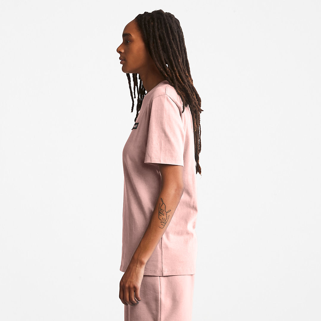 Mens Timberland All Gender Heavyweight Badge T-Shirt in Pink