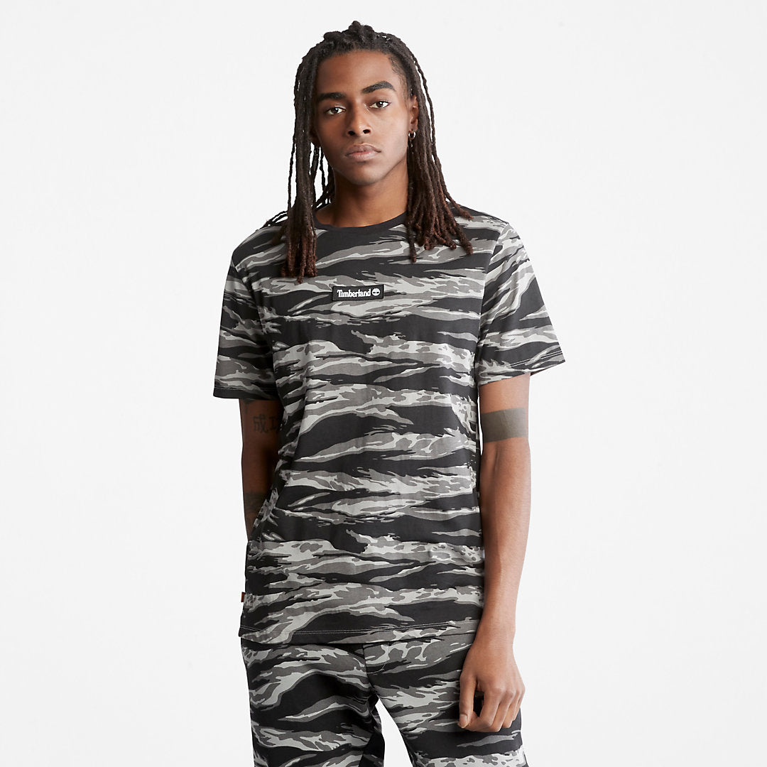 Mens Timberland White Tiger Print T-Shirt for Men in Camo