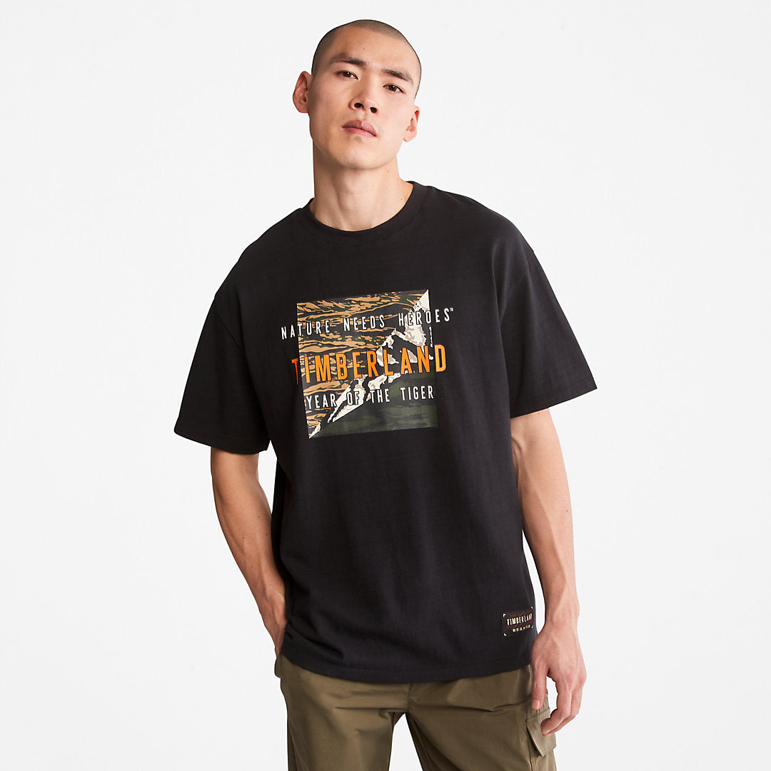 Mens Timberland Year of the Tiger T-Shirt for Men in Black