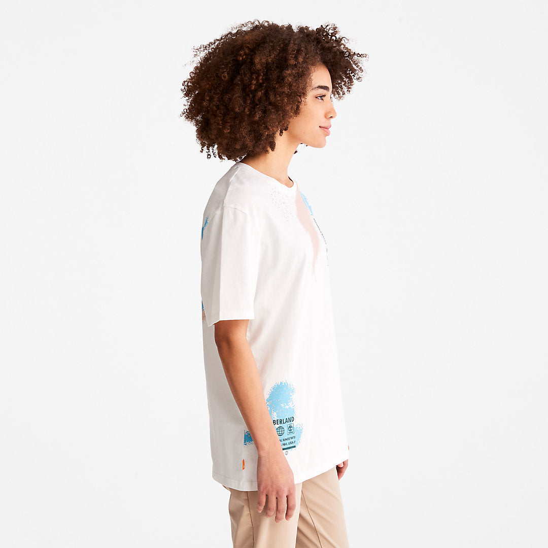 Mens Timberland Paint Graphic T-Shirt for Men in White