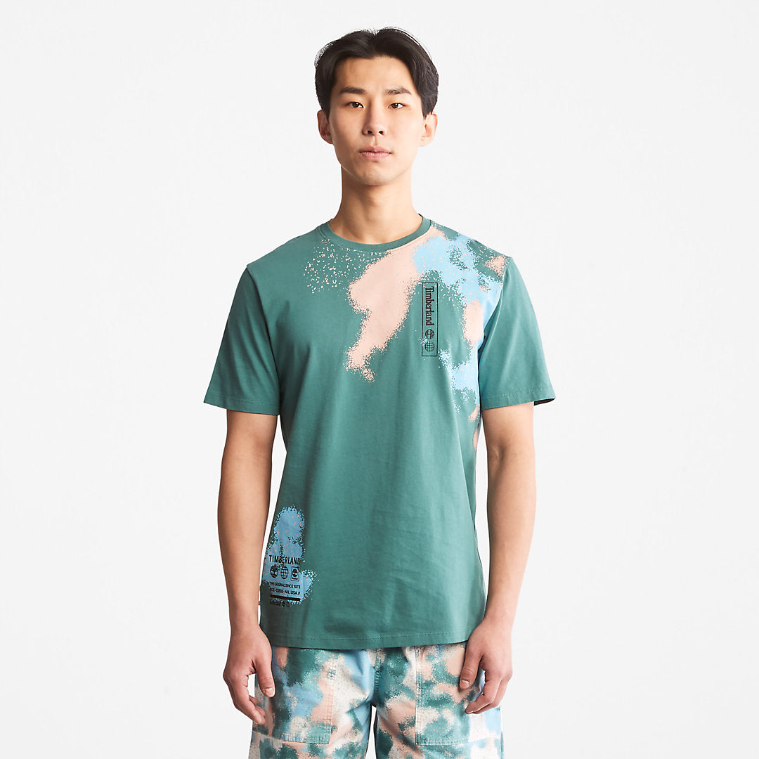 Mens Timberland Paint Graphic T-Shirt for Men in Teal
