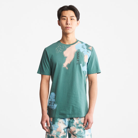 Mens Timberland Paint Graphic T-Shirt for Men in Teal