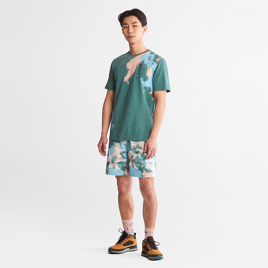 Mens Timberland Paint Graphic T-Shirt for Men in Teal
