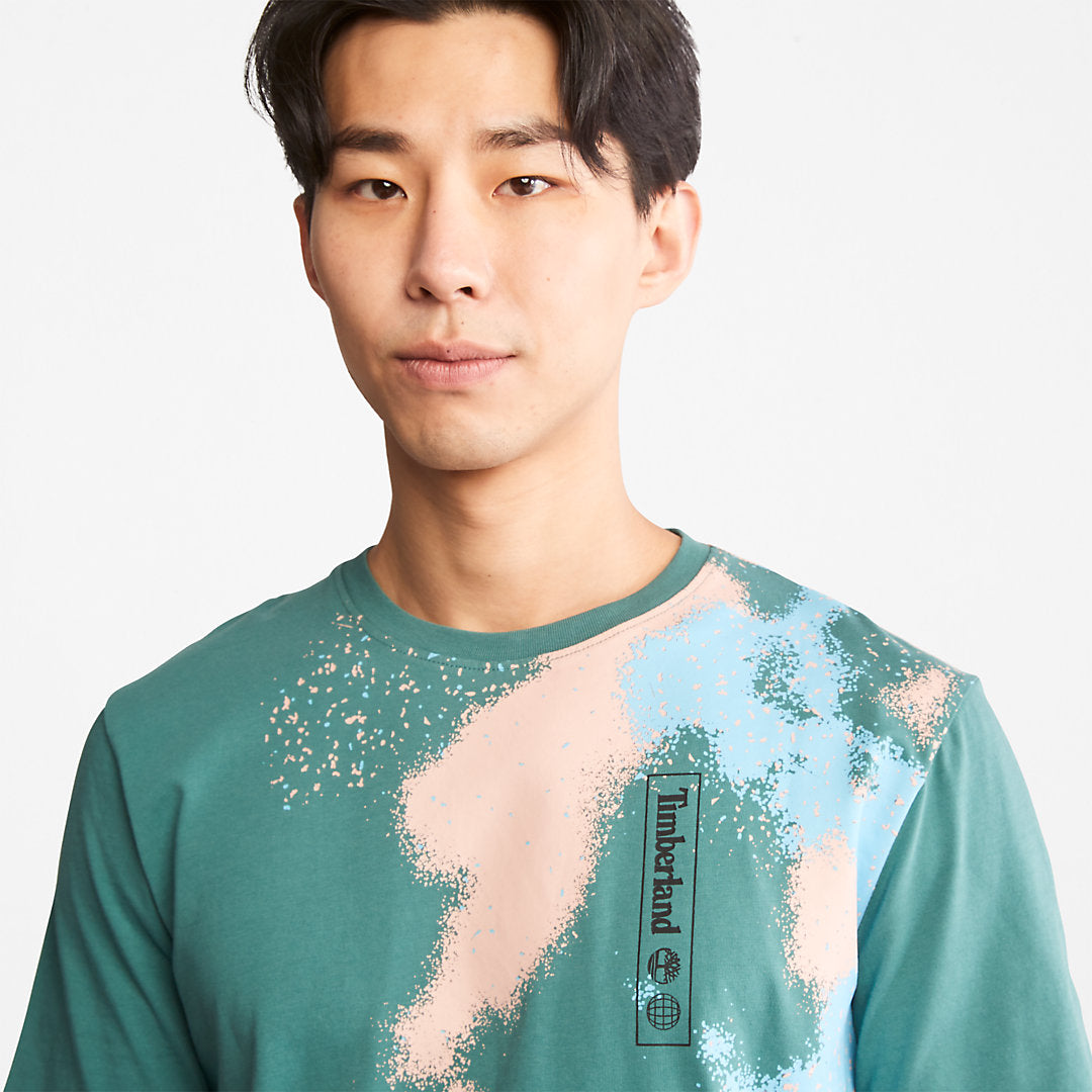 Mens Timberland Paint Graphic T-Shirt for Men in Teal