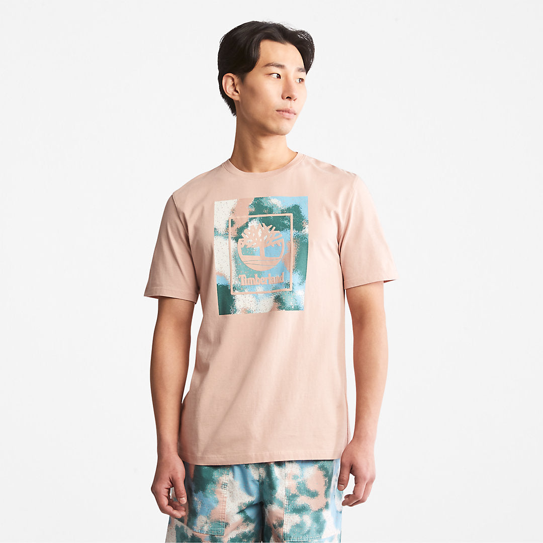 Mens Timberland Storytelling Logo T-Shirt for Men in Pink