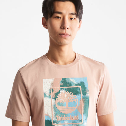 Mens Timberland Storytelling Logo T-Shirt for Men in Pink