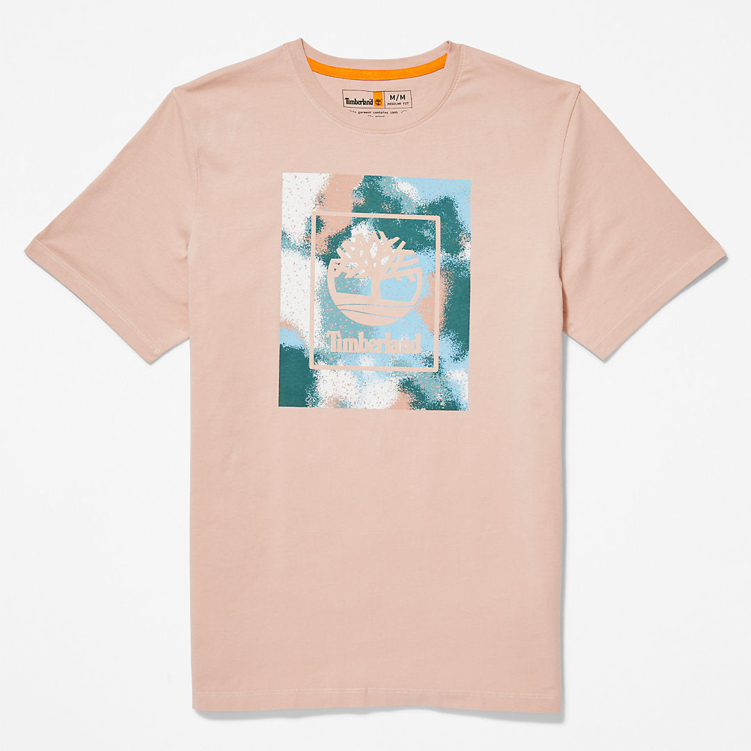 Mens Timberland Storytelling Logo T-Shirt for Men in Pink