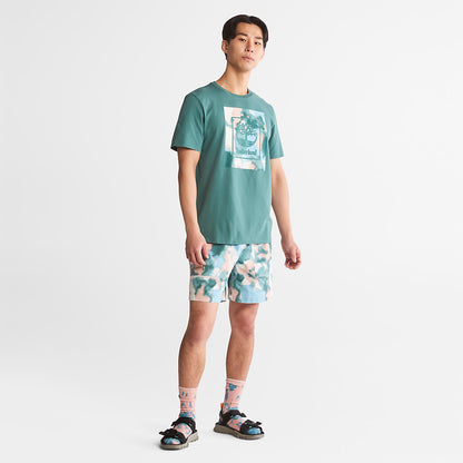 Mens Timberland Storytelling Logo T-Shirt for Men in Teal