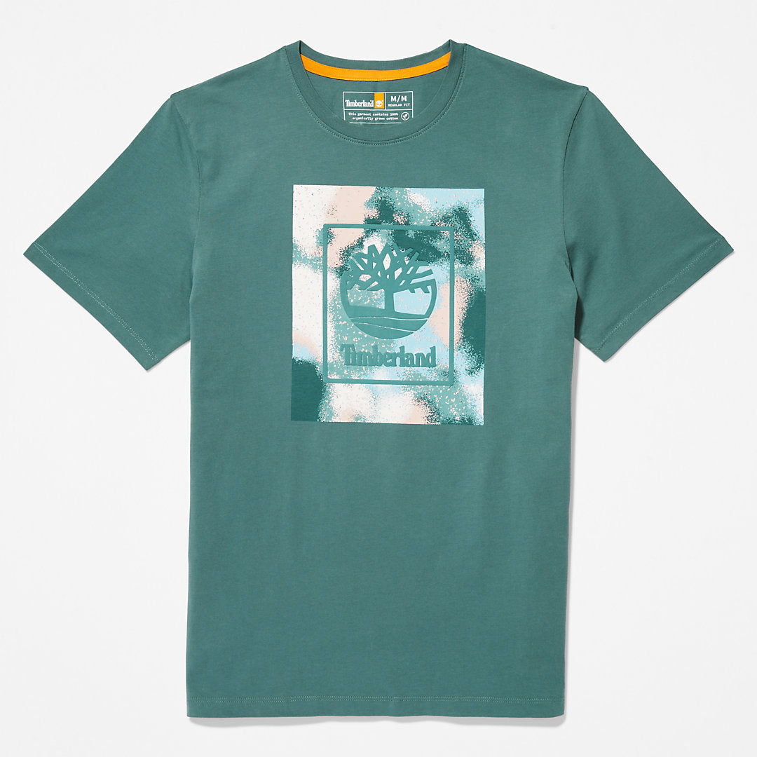 Mens Timberland Storytelling Logo T-Shirt for Men in Teal