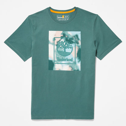 Mens Timberland Storytelling Logo T-Shirt for Men in Teal