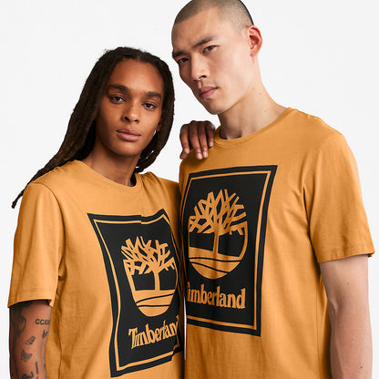 Mens Timberland Stack Logo T-Shirt for Men in Orange/Black