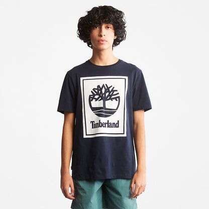 Mens Timberland Tree Logo T-Shirt for All Gender in Navy