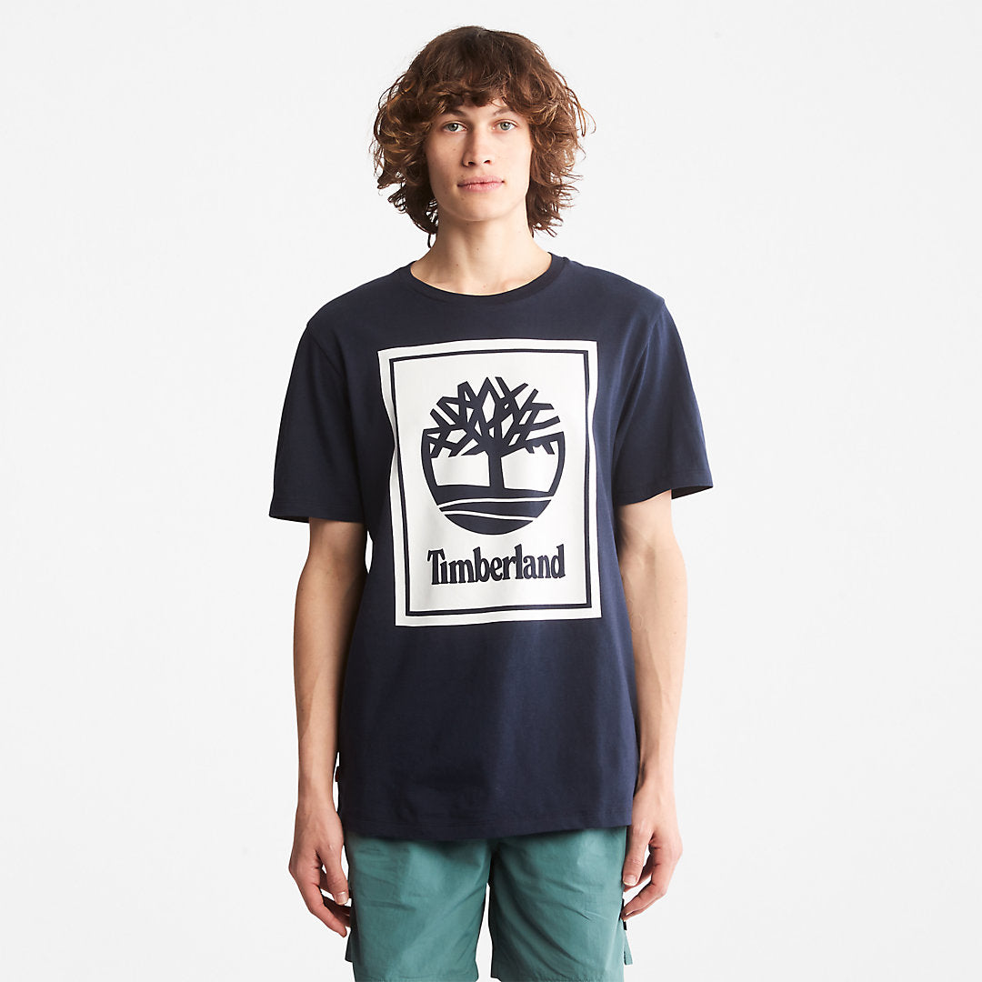 Mens Timberland Tree Logo T-Shirt for All Gender in Navy