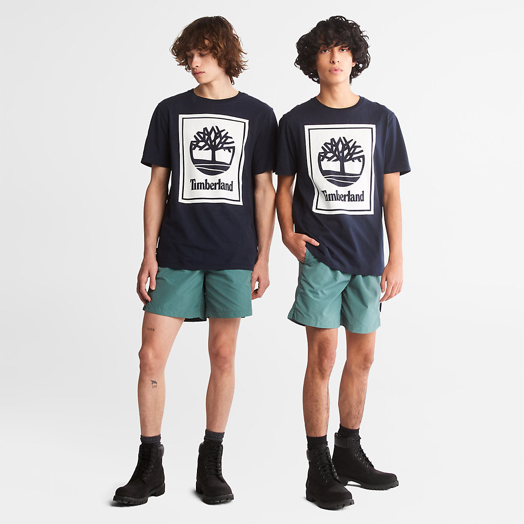 Mens Timberland Tree Logo T-Shirt for All Gender in Navy