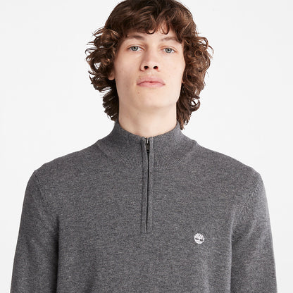 Mens Timberland Cohas Brook Zip-neck Sweater for Men in Dark Grey