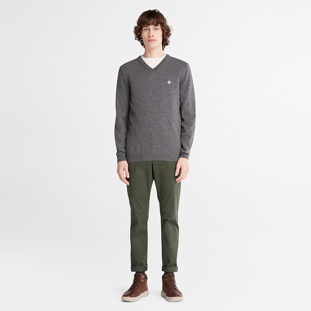 Mens Timberland Cohas Brook V-Neck Sweater for Men in Dark Grey