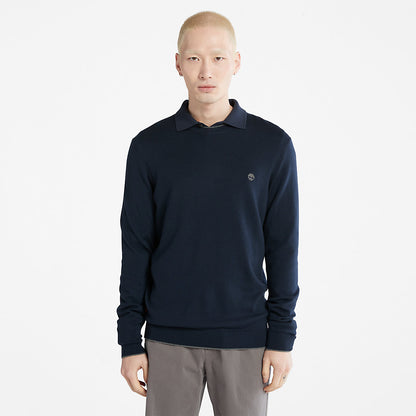 Mens Timberland Nissitissit River Merino Wool Sweater for Men in Navy