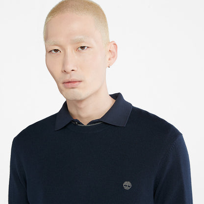 Mens Timberland Nissitissit River Merino Wool Sweater for Men in Navy