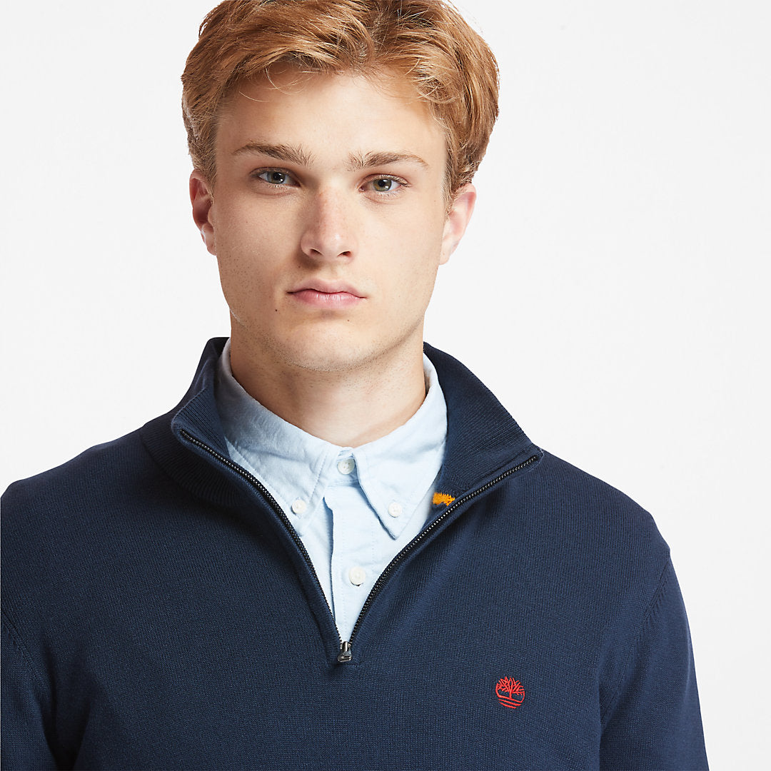 Mens Timberland Williams River Zip-neck Sweater for Men in Navy