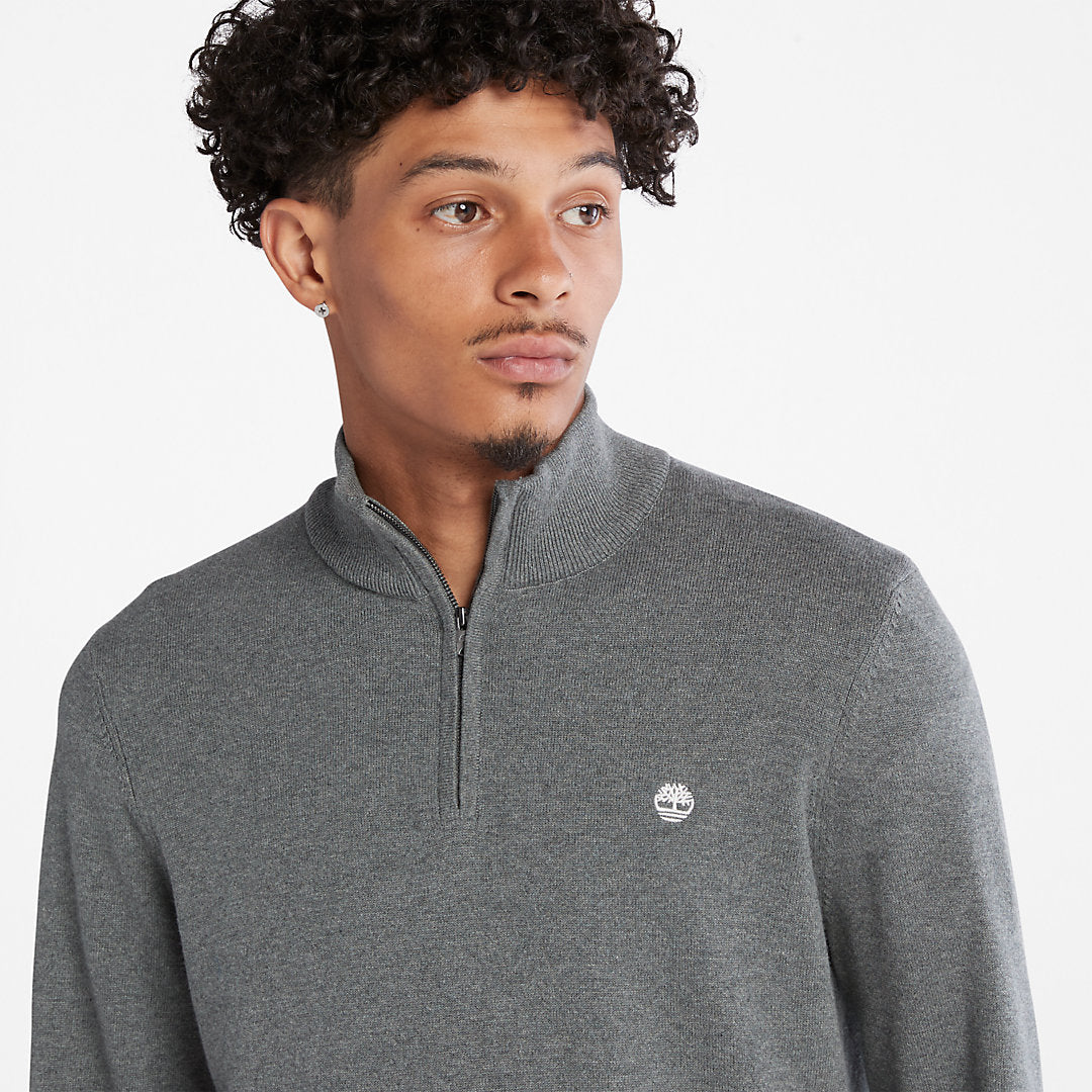 Mens Timberland Williams River Zip-neck Sweater for Men in Dark Grey