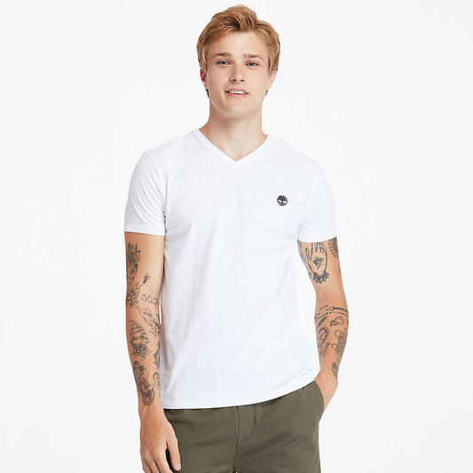 Mens Timberland Dunstan River V-Neck T-Shirt for Men in White