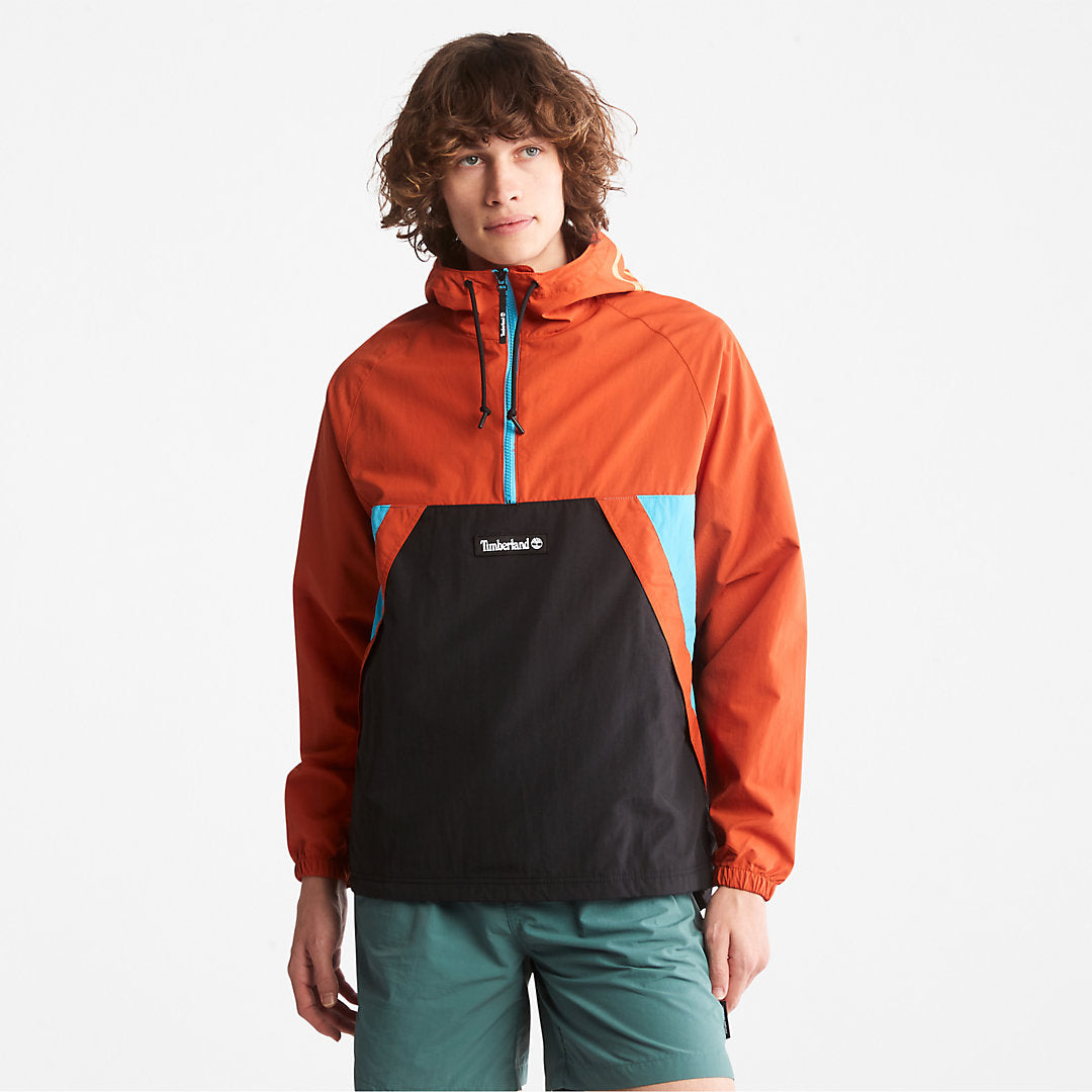 Mens Timberland DWR Zip-Neck Windbreaker for All Gender in Orange
