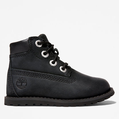 Kids Timberland Toddler Pokey Pine 6-Inch Side-Zip Boots in Monochrome Black