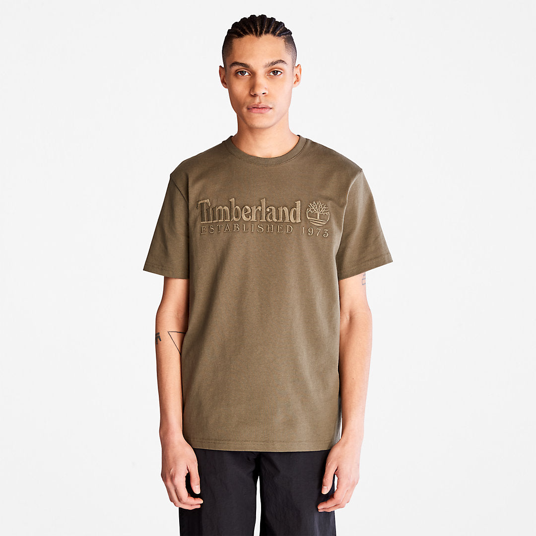 Mens Timberland Outdoor Heritage Linear-Logo T-Shirt for Men in Dark Green