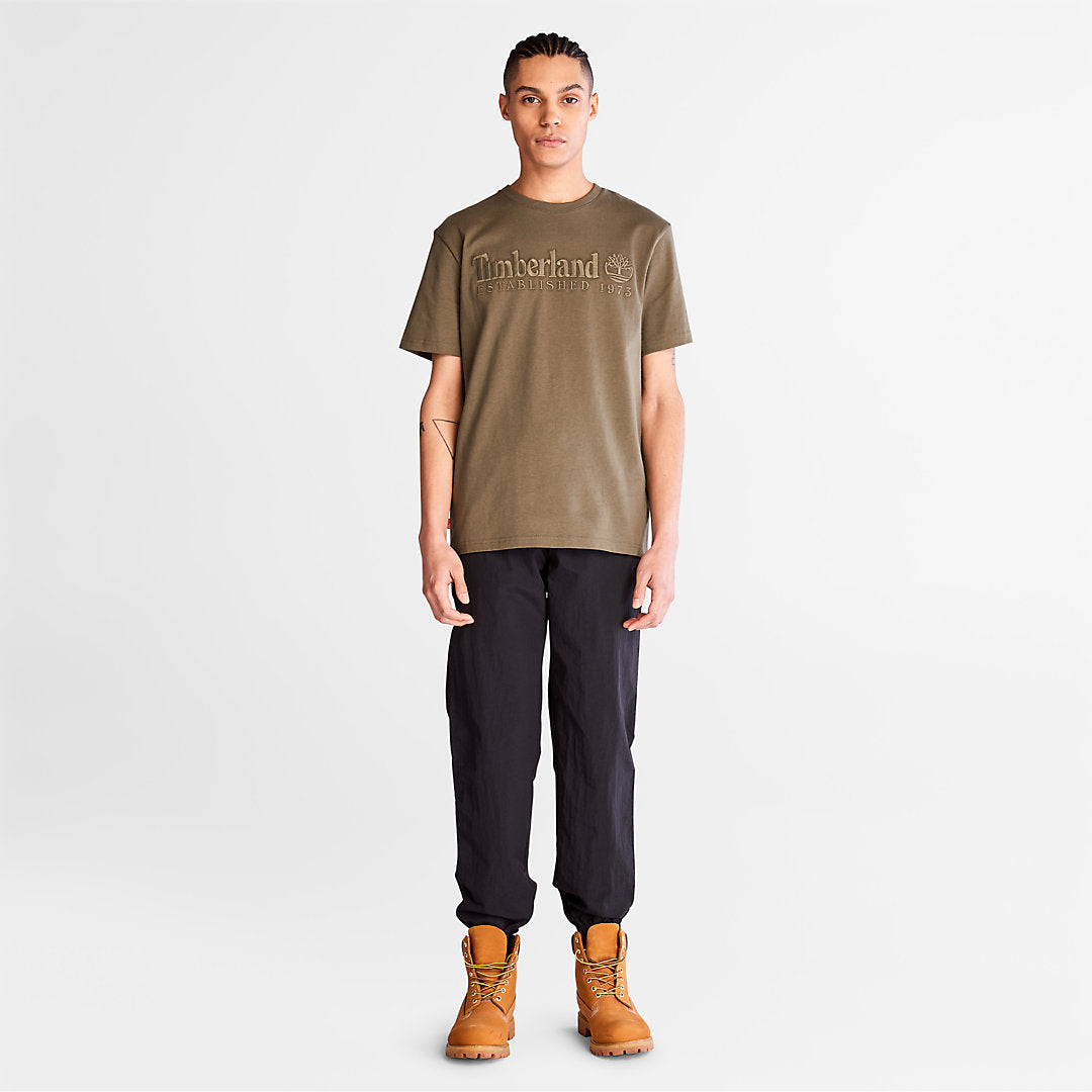 Mens Timberland Outdoor Heritage Linear-Logo T-Shirt for Men in Dark Green