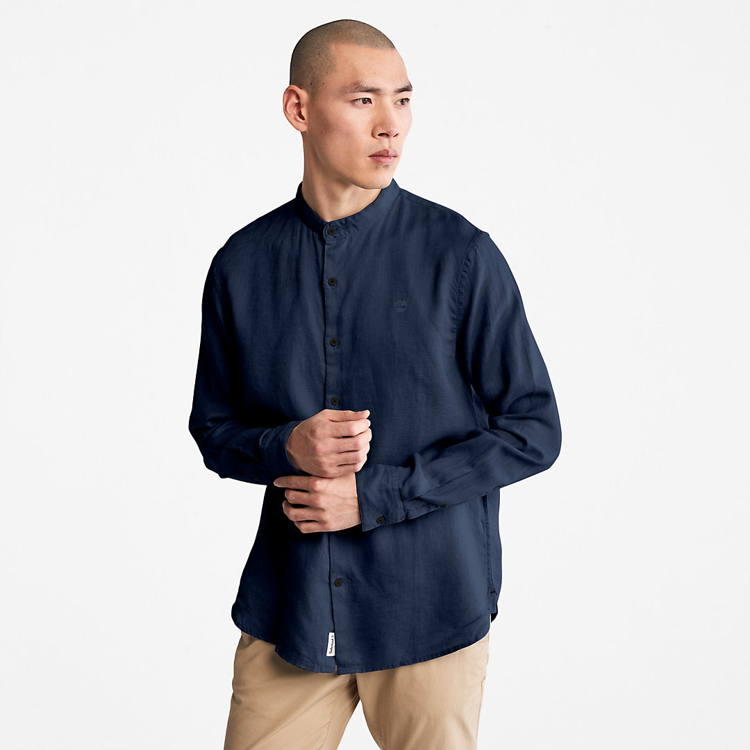 Mens Timberland Mill River Linen Shirt for Men in Navy