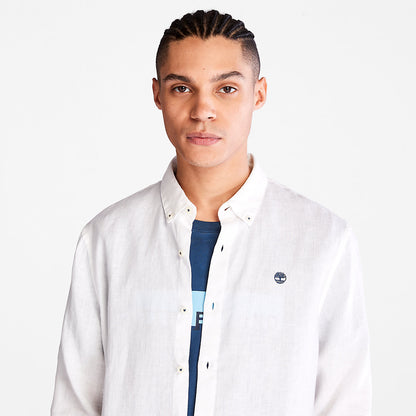 Mens Timberland Mill River LS Linen Shirt for Men in White