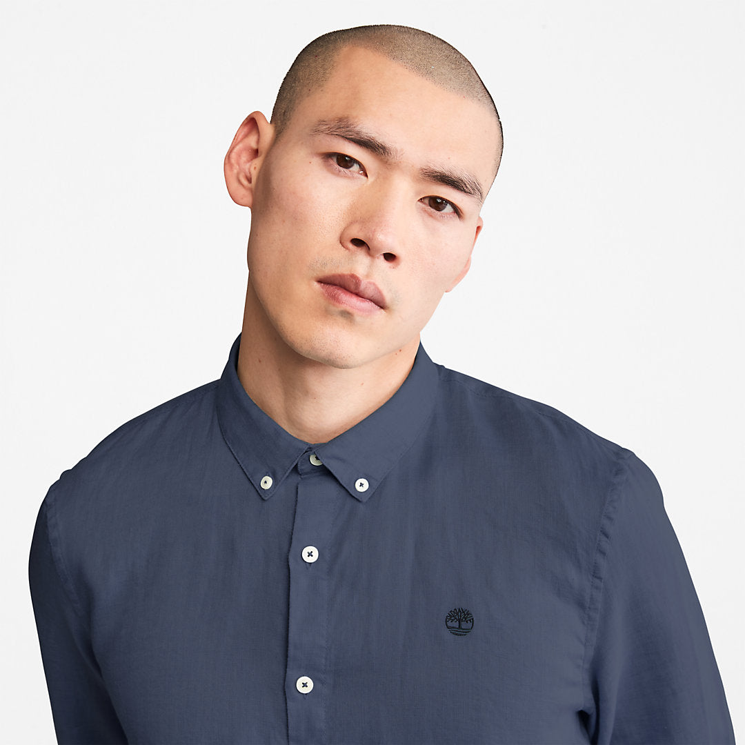 Mens Timberland Mill River LS Linen Shirt for Men in Navy