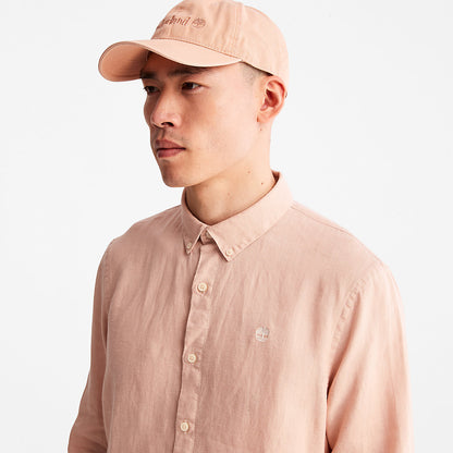Mens Timberland Mill River Slim-Fit Linen Shirt for Men in Light Pink