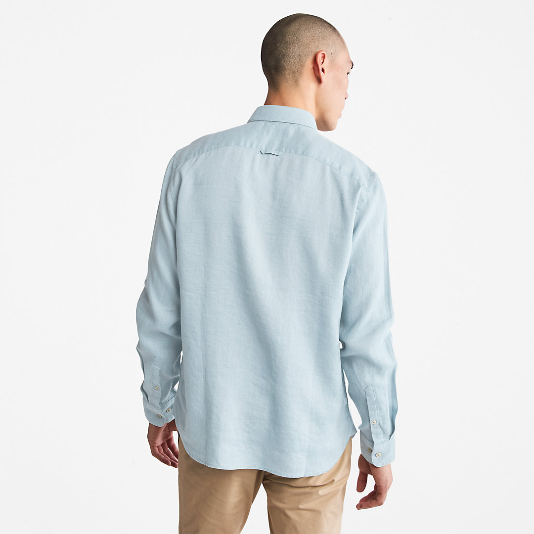 Mens Timberland Mill River LS Linen Shirt for Men in Light Blue