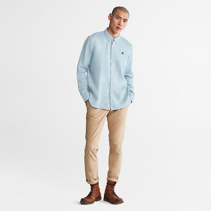 Mens Timberland Mill River LS Linen Shirt for Men in Light Blue