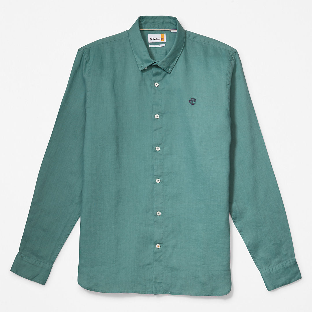 Mens Timberland Mill River Slim-Fit Linen Shirt for Men in Teal