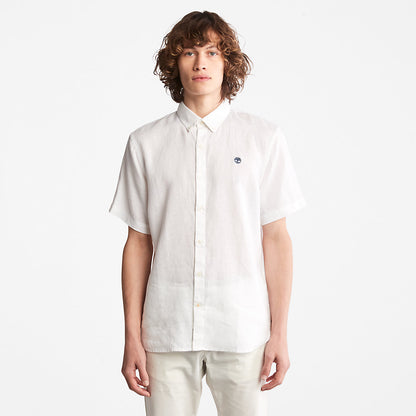 Mens Timberland Mill River Short-sleeve Linen Shirt for Men in White