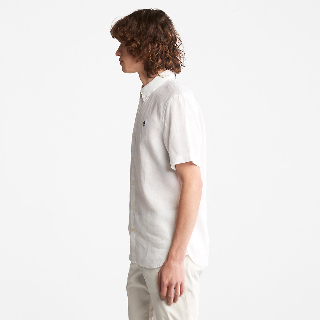 Mens Timberland Mill River Short-sleeve Linen Shirt for Men in White