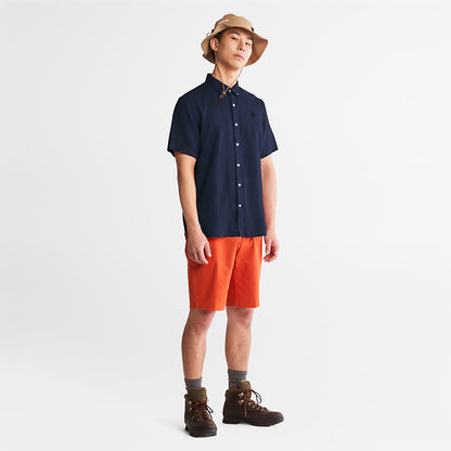 Mens Timberland Mill River Short-sleeve Linen Shirt for Men in Navy