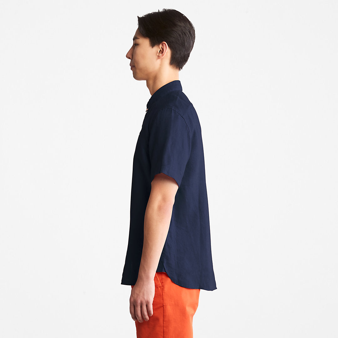Mens Timberland Mill River Short-sleeve Linen Shirt for Men in Navy