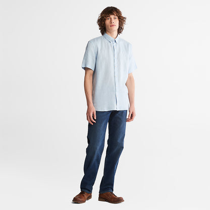 Mens Timberland Mill River Short-Sleeve Shirt for Men in Light Blue