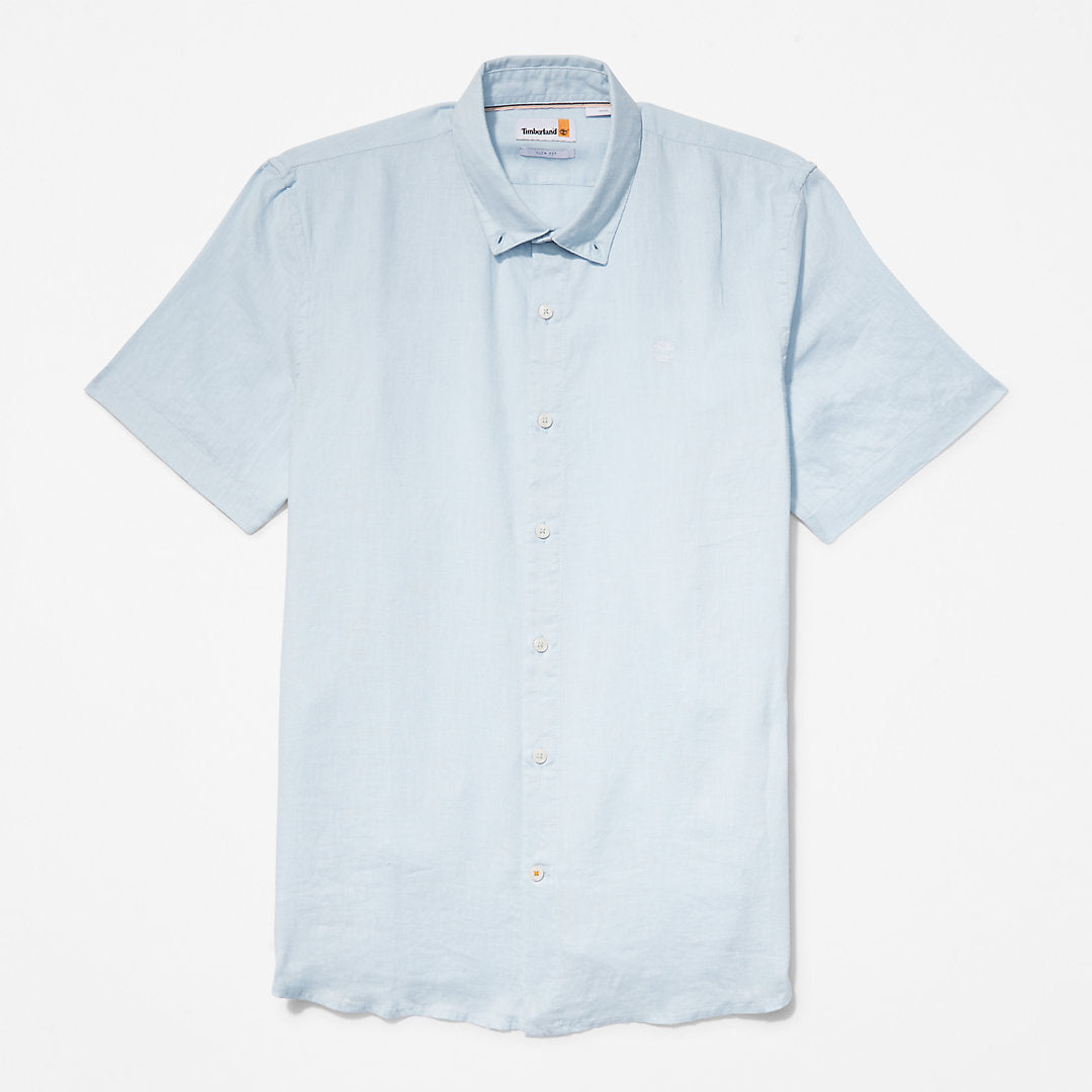 Mens Timberland Mill River Short-Sleeve Shirt for Men in Light Blue
