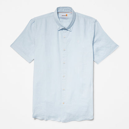 Mens Timberland Mill River Short-Sleeve Shirt for Men in Light Blue