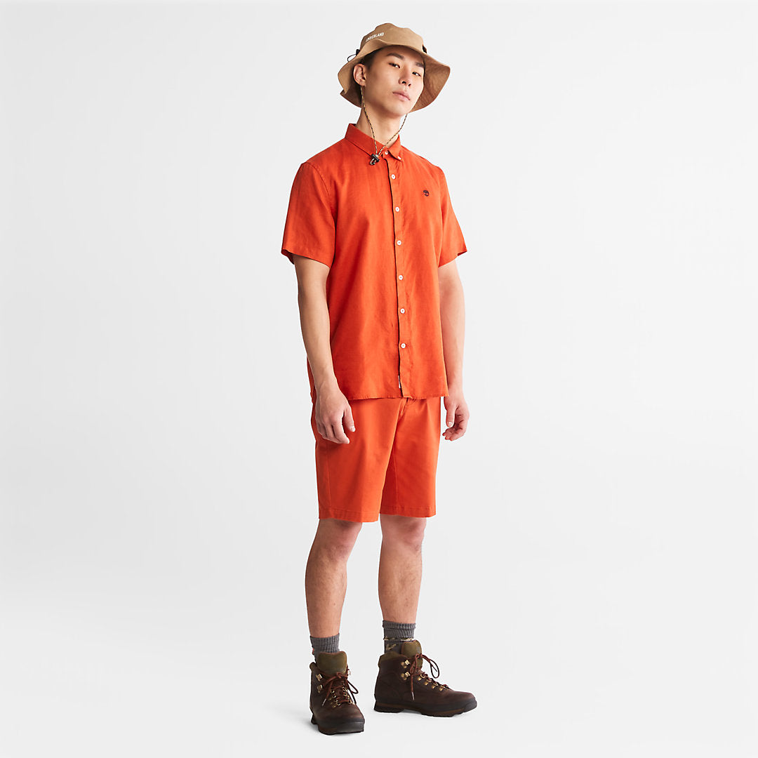 Mens Timberland Mill River Short-Sleeve Shirt for Men in Orange